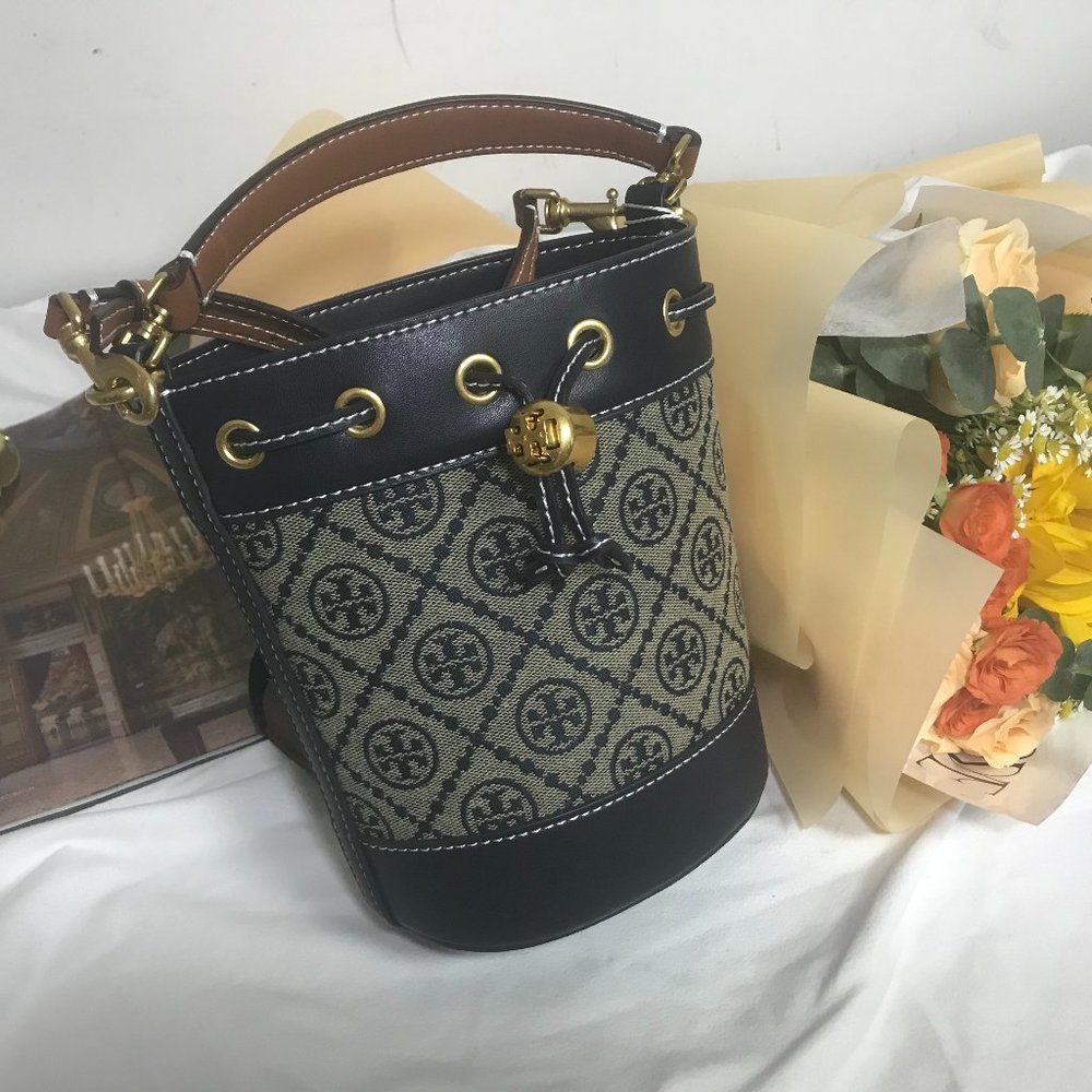 Tory Burch Monogram Jacquard Mini Bucket Bag